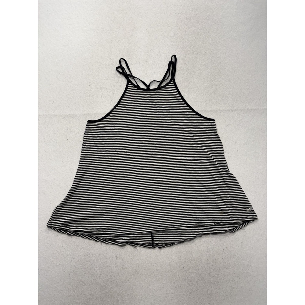 Hollister Tank Top Womens Medium Black White Stripe Halter Cami Strappy 374654